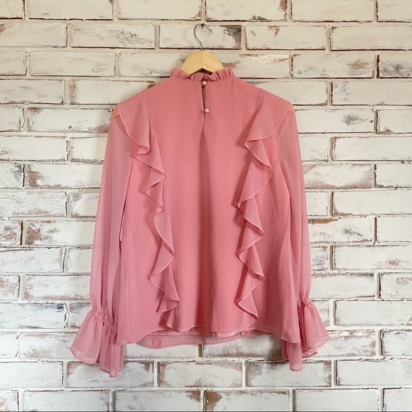 Rachel Parcell pink ruffle blouse top size small - Picture 2 of 8